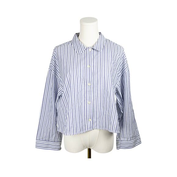 Everlane Tops - Everlane Small The Boxy Oxford Cropped Button Down Blue Stripe NWT